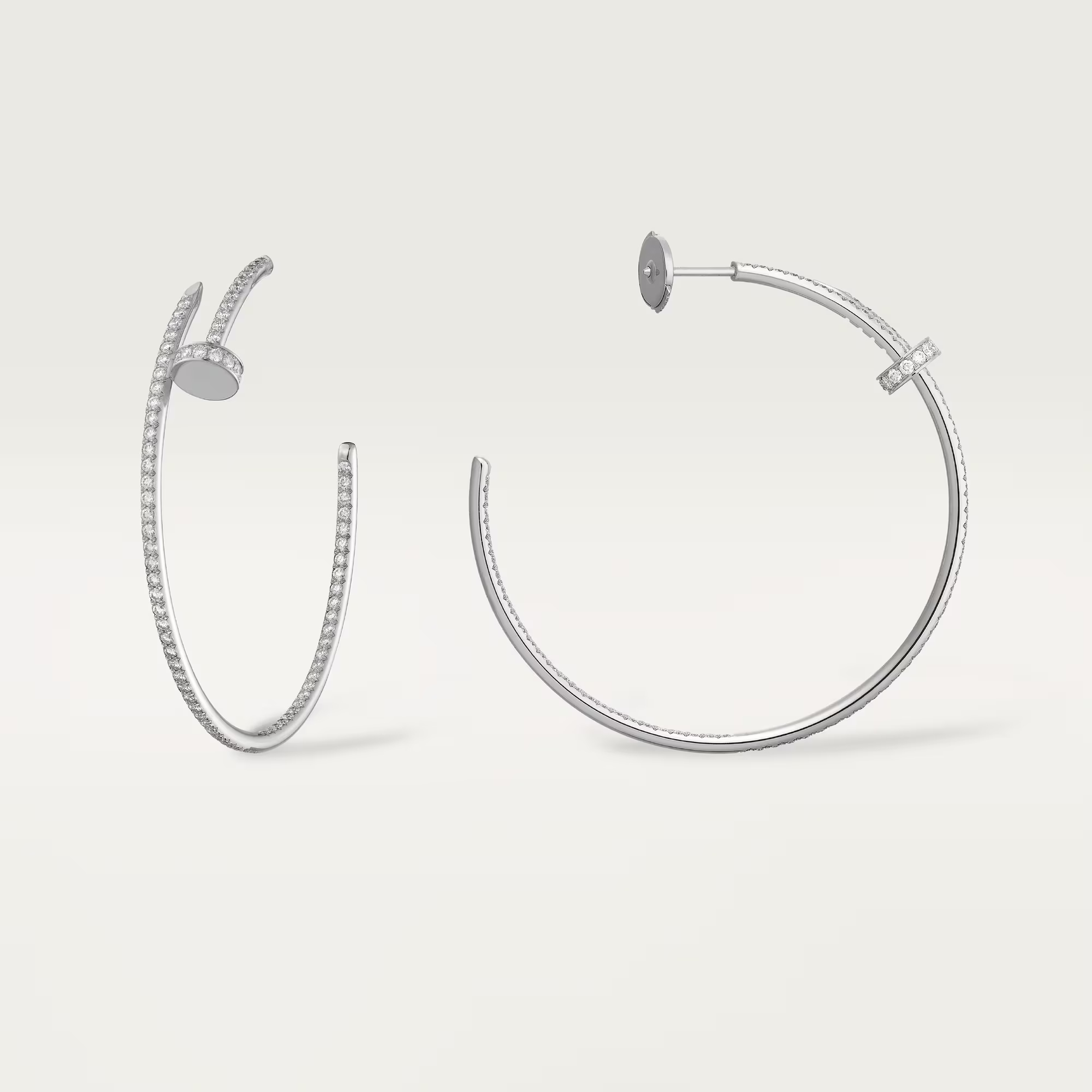 Carty Nails Solo Trace Earrings ,White Gold,176 Moissanite, Large Model