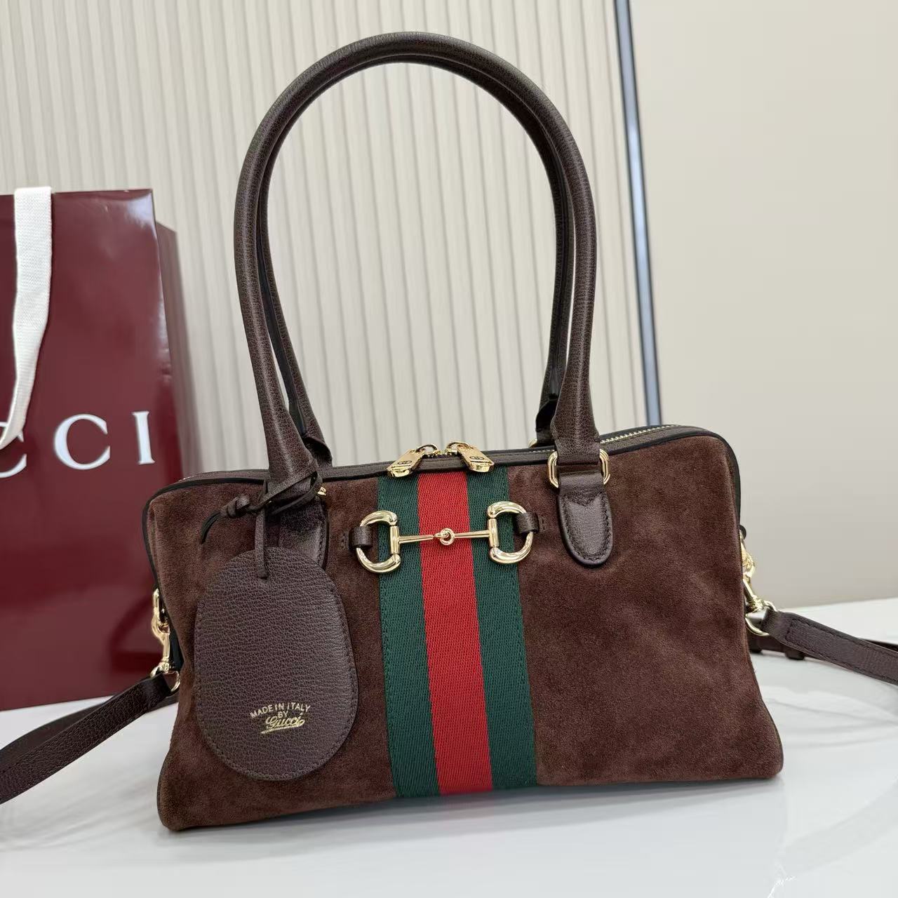 [TOP] GUCCI Borsetto Boston Bag 28x15x10cm - Brown - 711 Luxury