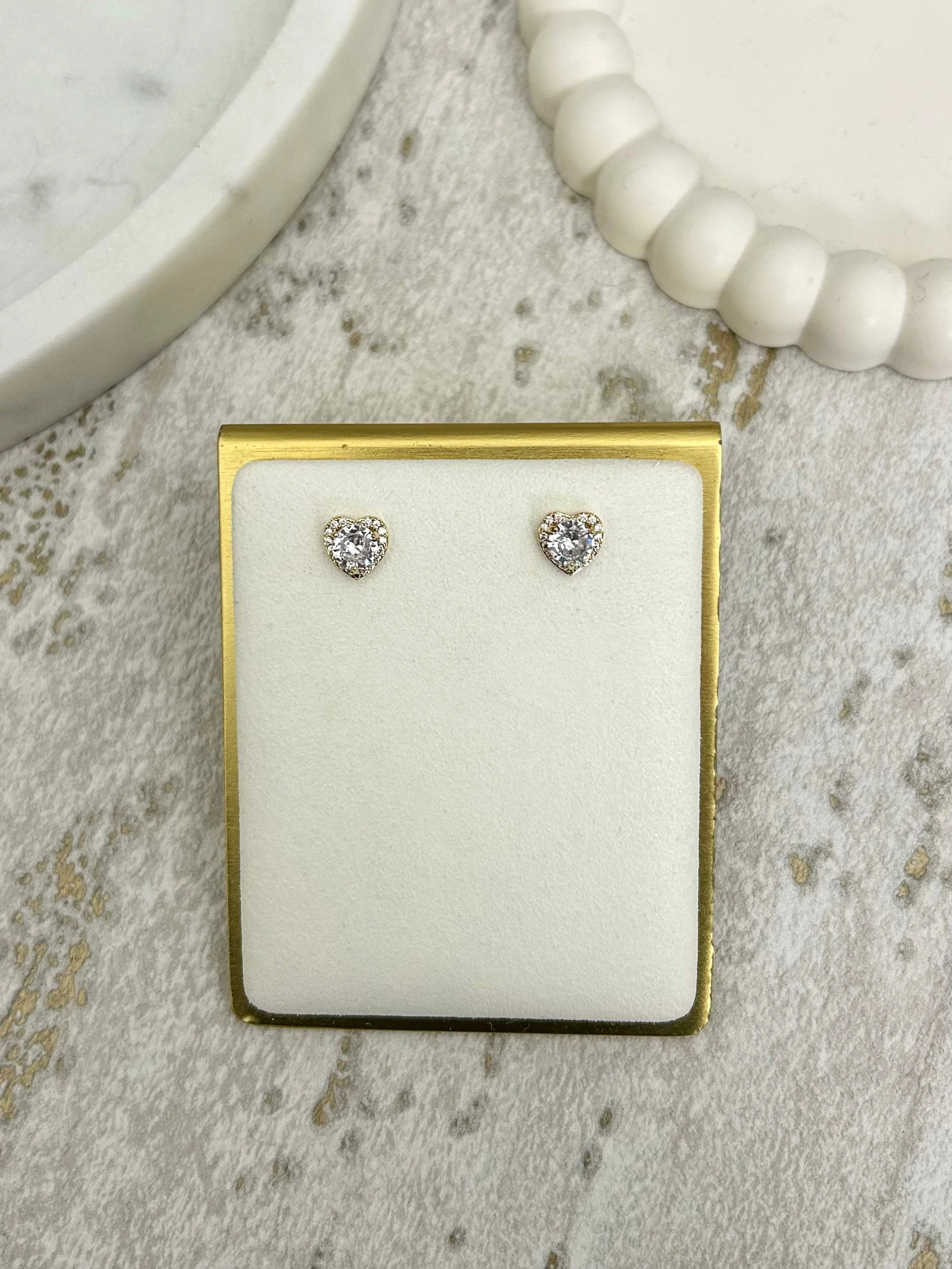 Diamante Heart Stone Studs (2 Colours)