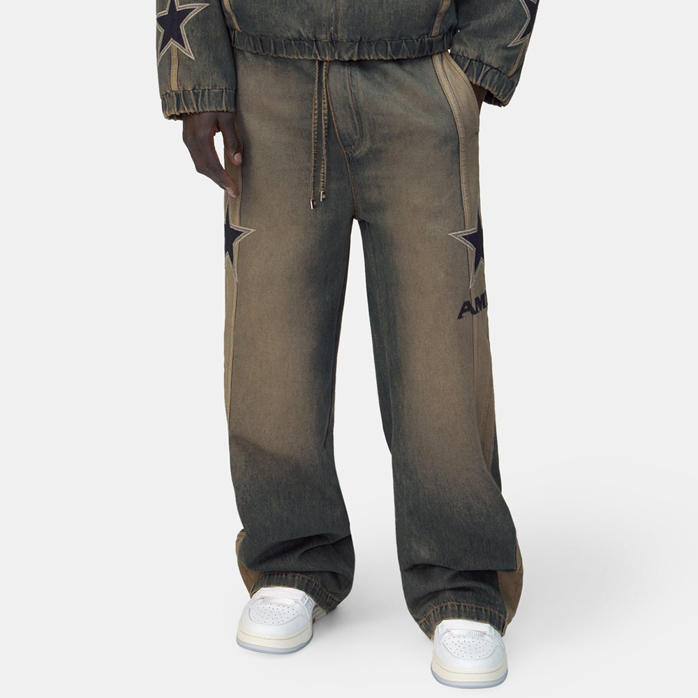 AMIRI SPORT DENIM TRACK PANT Worn Slate AMIRI SPORT DENIM TRACK PANT #384986