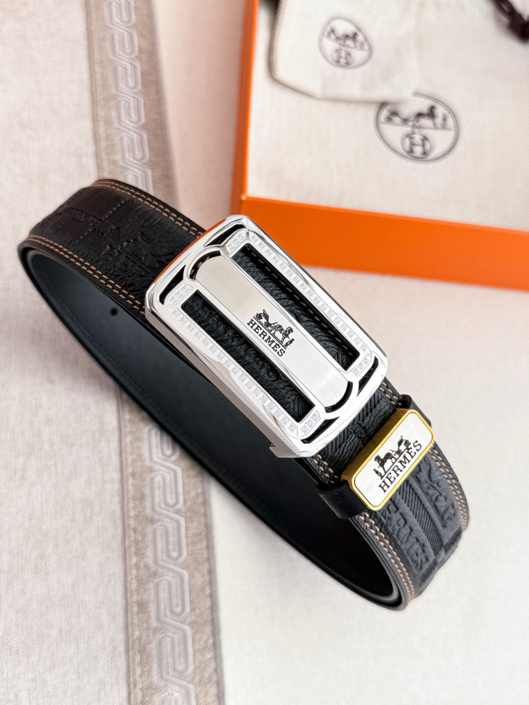 [TOP] HERMES Men's  Belt 3.8cm - Black - 711 Luxury
