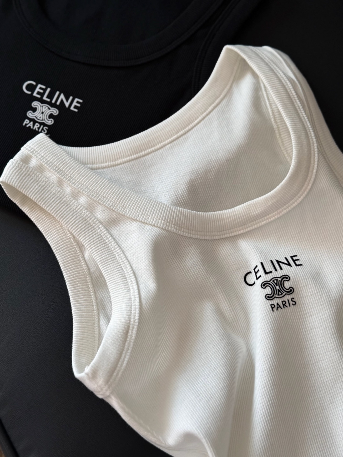 [TOP] CELINE U-neck Striped Vest - 2 Colors
