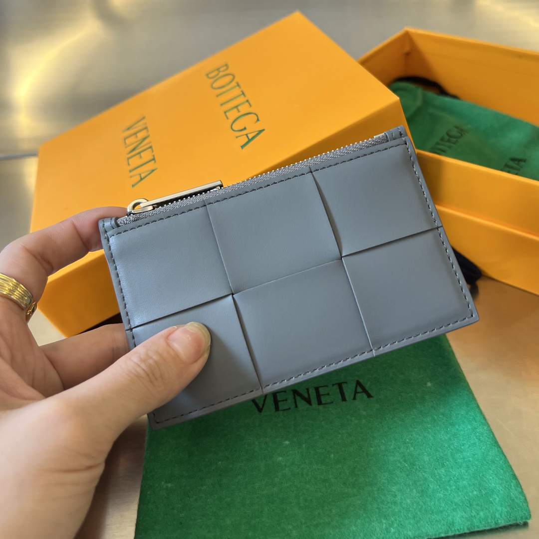 [TOP] Bottega Veneta BV Cowhide Card Holder 11.8x7.5 cm - Grey - 711 Luxury