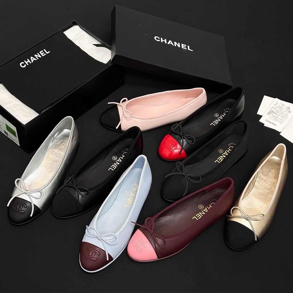 Chanel pink Shoes CHANEL Ballet Flats Lambskin Burgundy Pink #387089 | Nigo Office