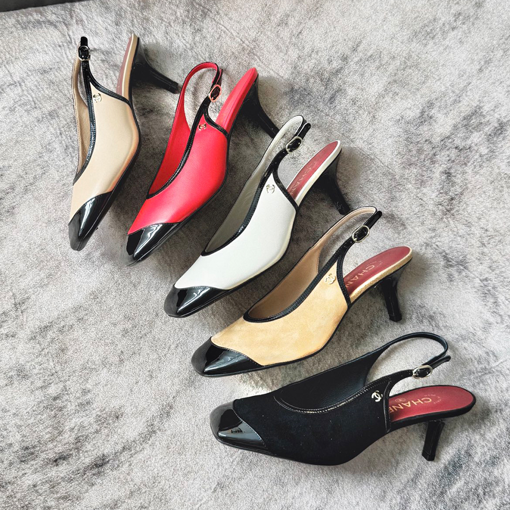 Chanel Shoes Chanel Color Block Slingback High Heels 5.5cm#394594 | Nigo Office