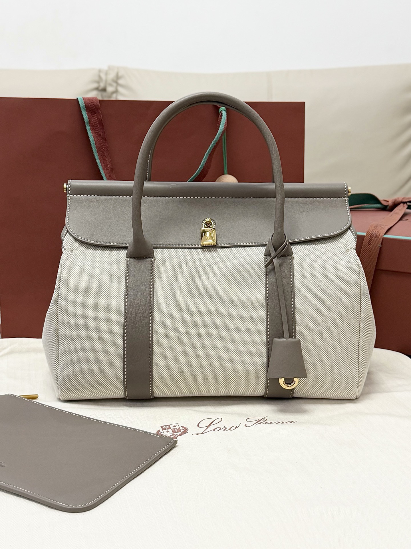 [TOP] Loro Piana L32 Handbag 33-23-18 cm - Grey - 711 Luxury