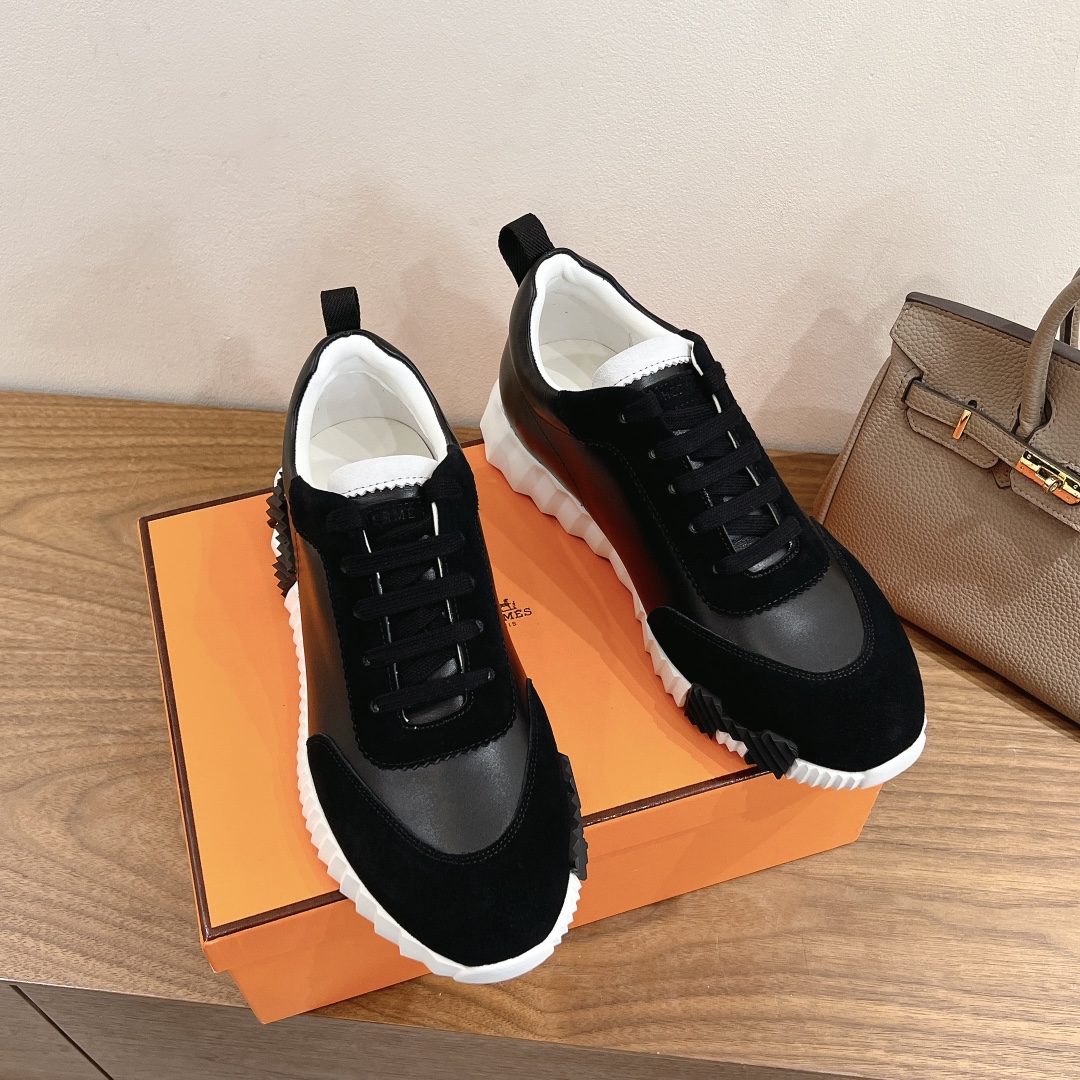 [TOP] HERMES Men's/Women's Casual Shoes - Black and White - 711 Luxury