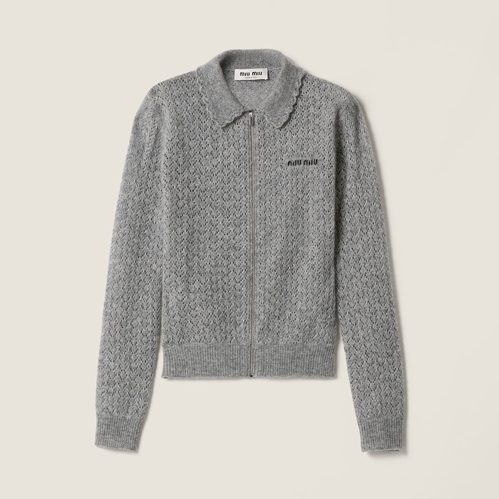 MiuMiu Grey Cashmere And Silk Cardigan #389537
