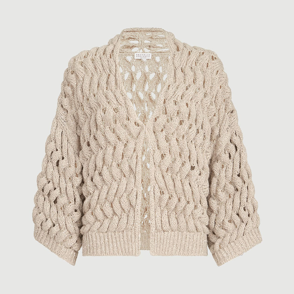 Brunello Cucinelli Dazzling waves cardigan for Woman in Sand #386344