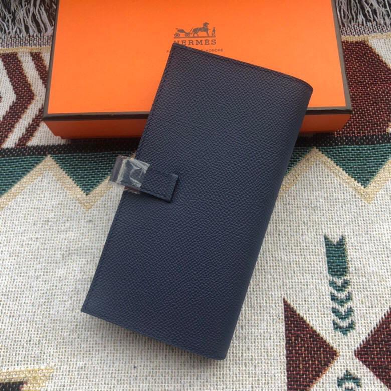 [TOP] HERMES Bearn Wallet Epsom Leather 17.5/9.5cm - Bleu Saphir - 711 Luxury