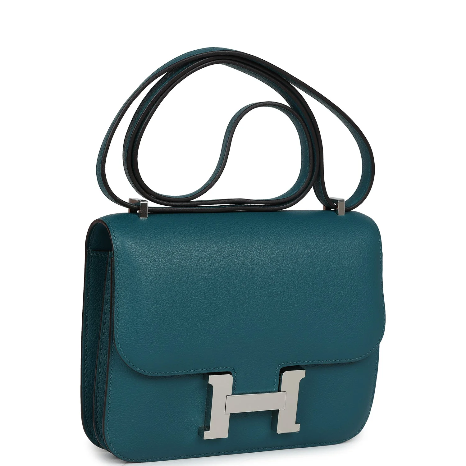 Hermes Constance Vert Bosphore Evercolor Palladium Hardware