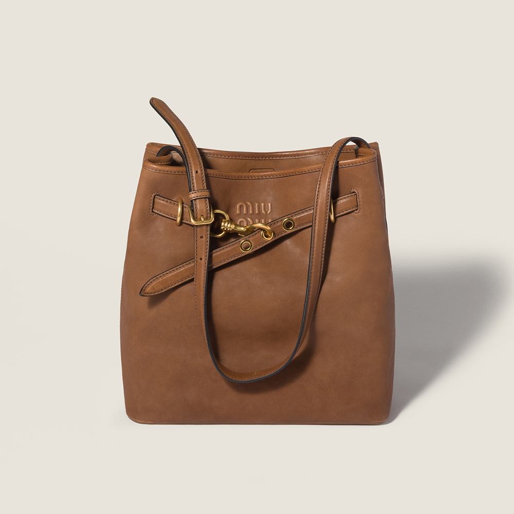 MiuMiu Oak Aventure Nappa Leather Bucket Bag #378368