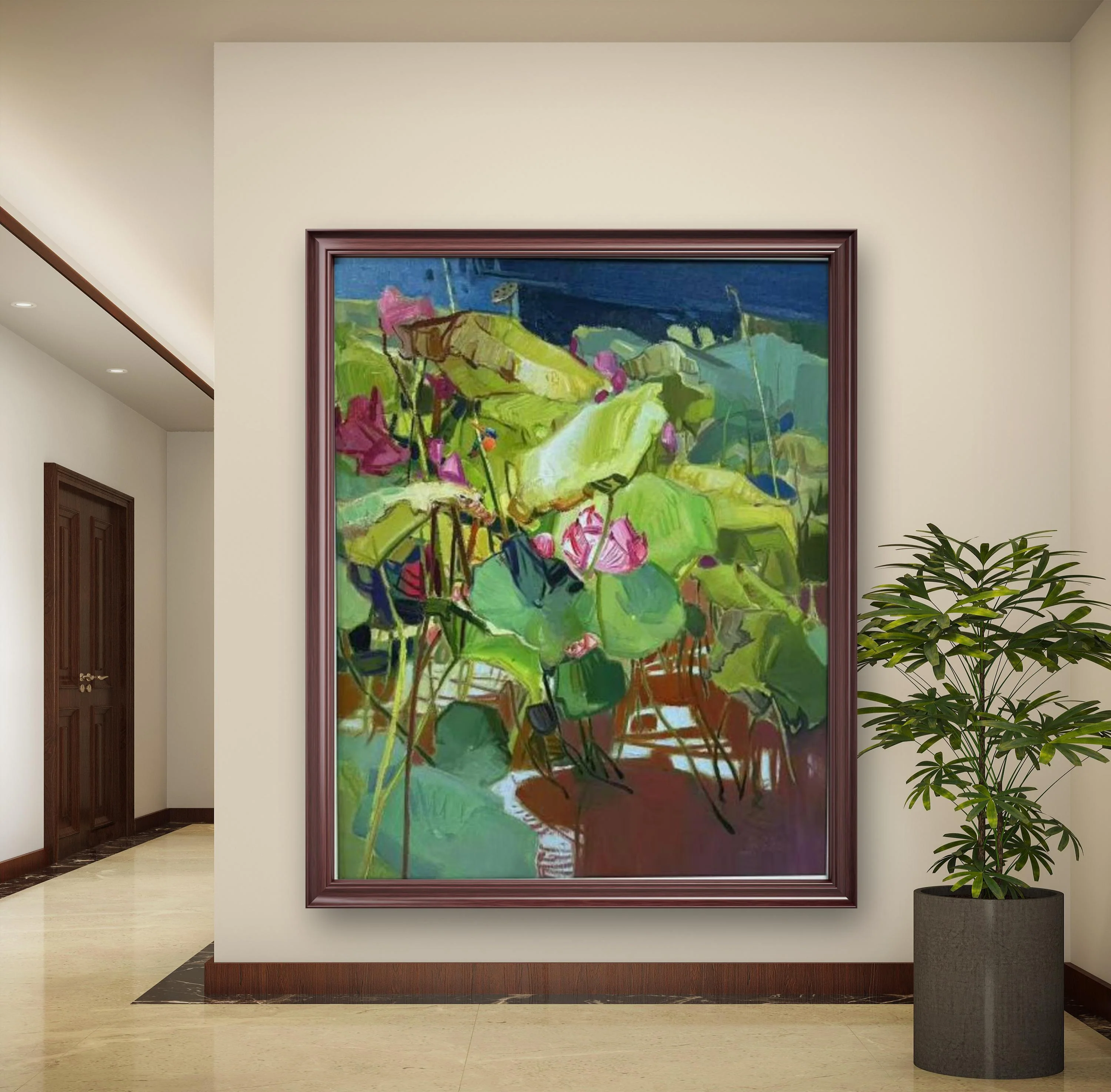 Moonlight over the lotus pond