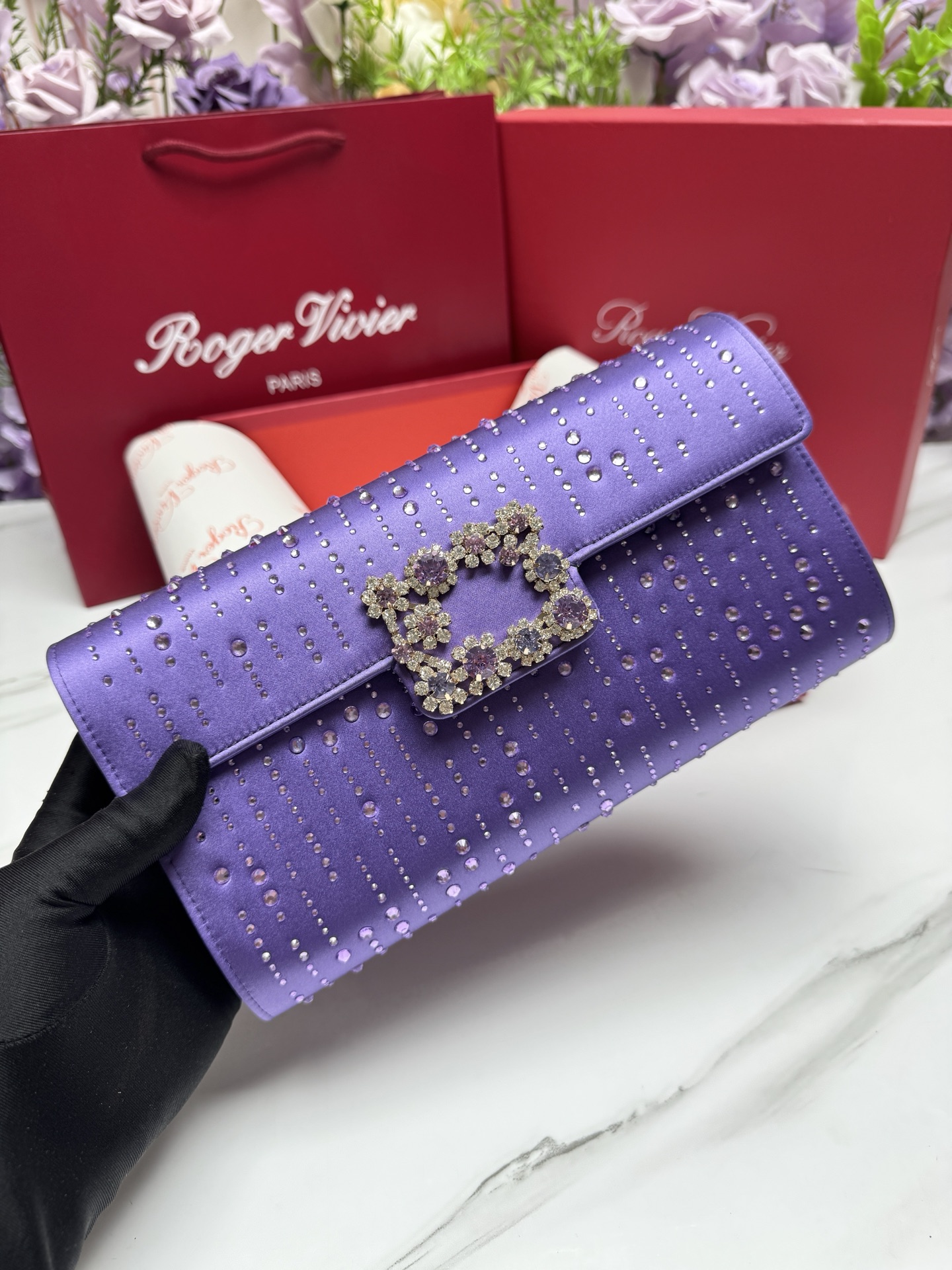 [TOP] ROGER VIVIER Diamond Bag 24-13-3 CM - Purple - 711 Luxury