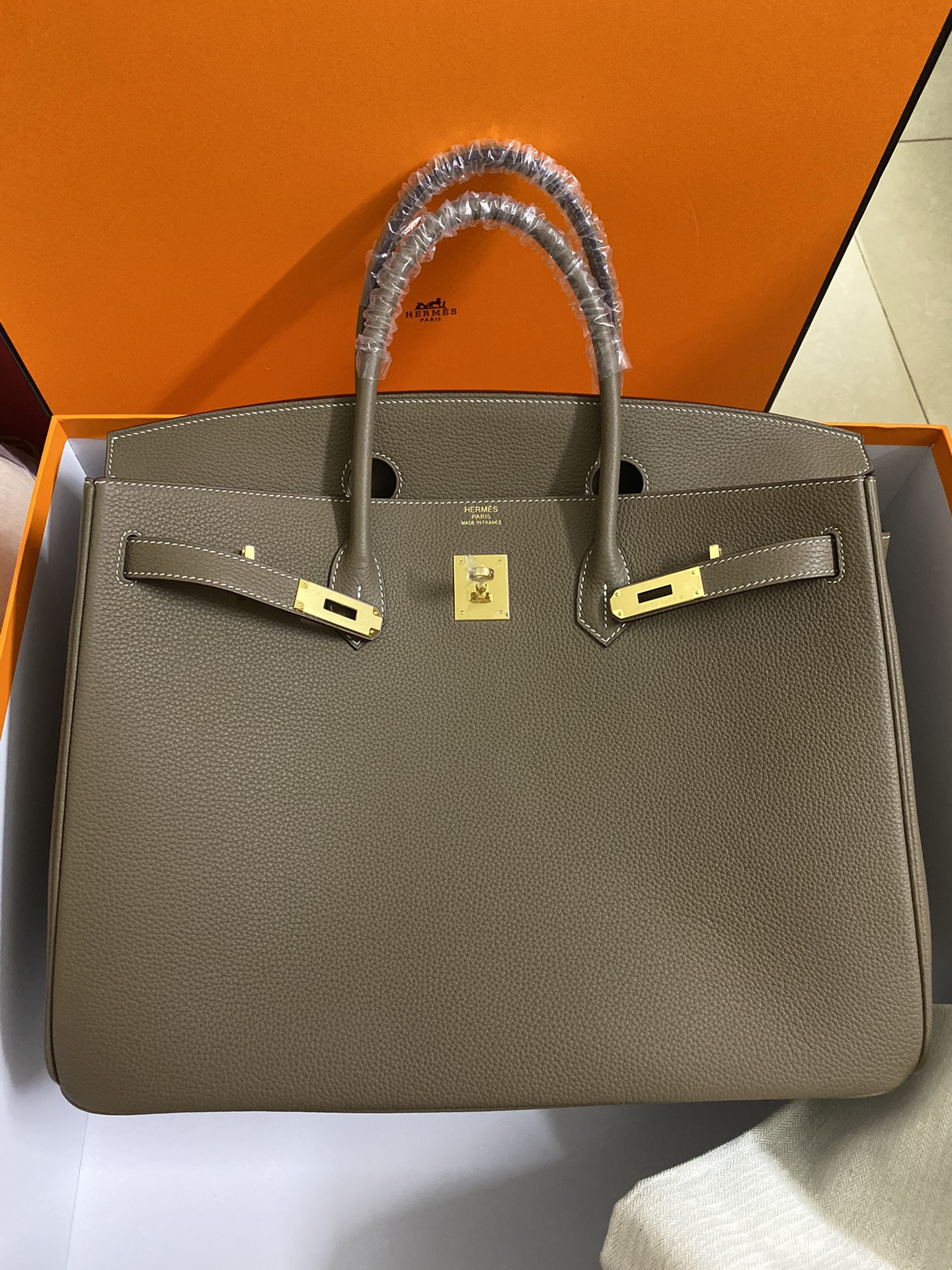 [TOP] HERMES Birkin Togo Leather 40cm - Etoupe & GHW