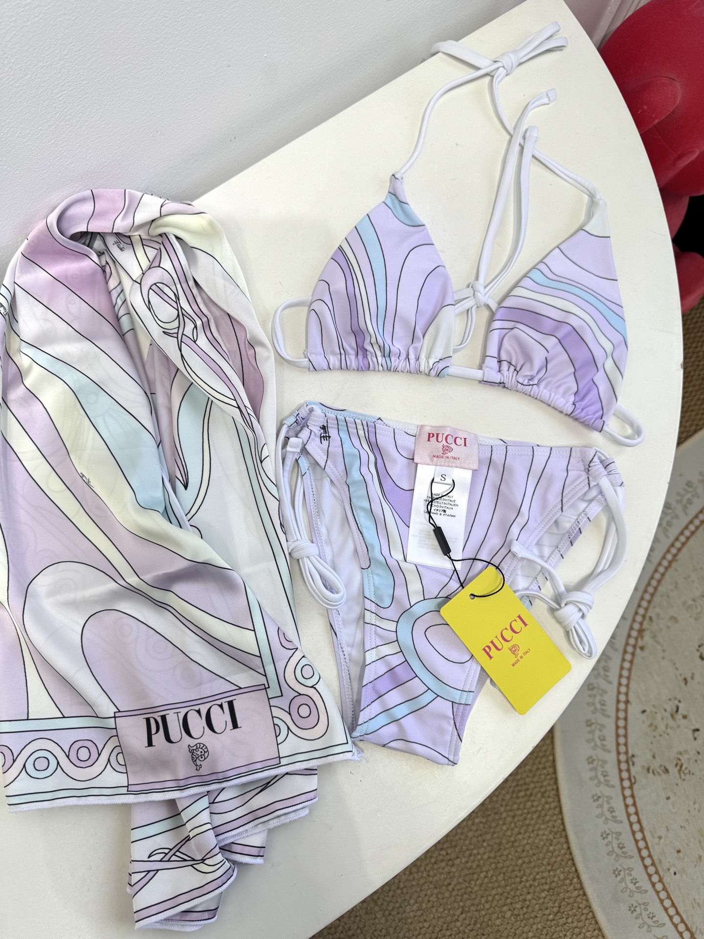 Designer Clothing Pucci Marmo Print Bikini Top Bottom With Ties View 2 | Nigo Office