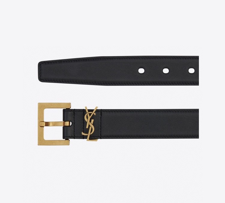 [TOP] Yves Saint Laurent YSL Belt Calfskin 3cm - Black - 711 Luxury