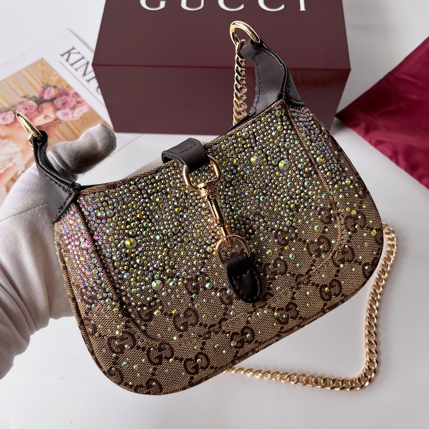 [TOP] GUCCI Jackie Notte Bag Mini 19.5*18*3.5 cm - Brown