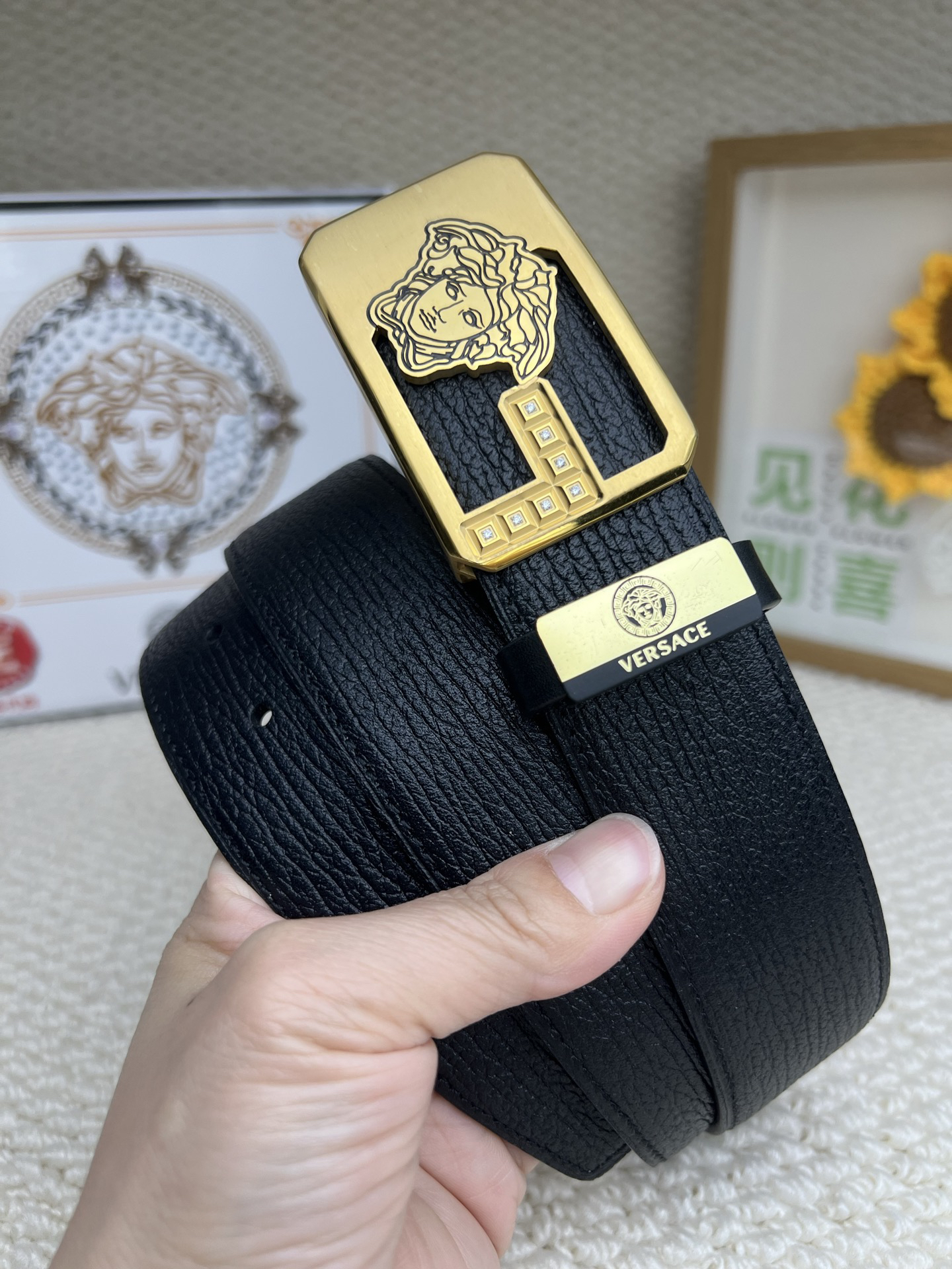 [TOP] VERSACE Men's Belt 3.8 cm - Black - 711 Luxury