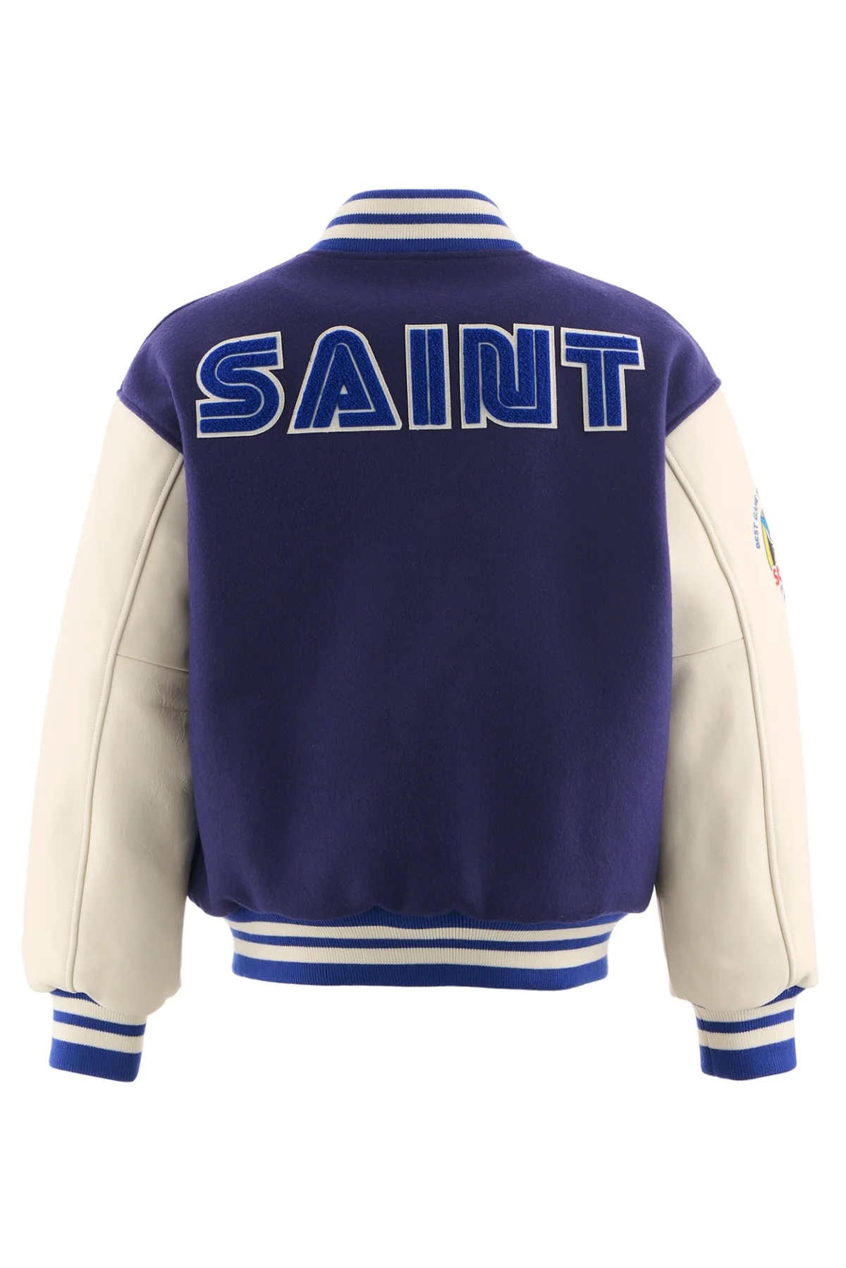 Saint Michael x SEGA SG_VARSITY JKT/SAINT SEGA/BLU Baseball Uniform Leather Jacket #384210