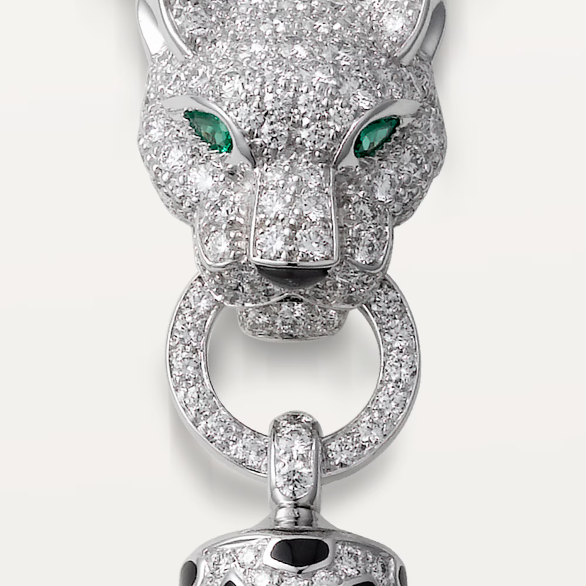 Carty Panther Pure Necklace, White Gold, Half Paved