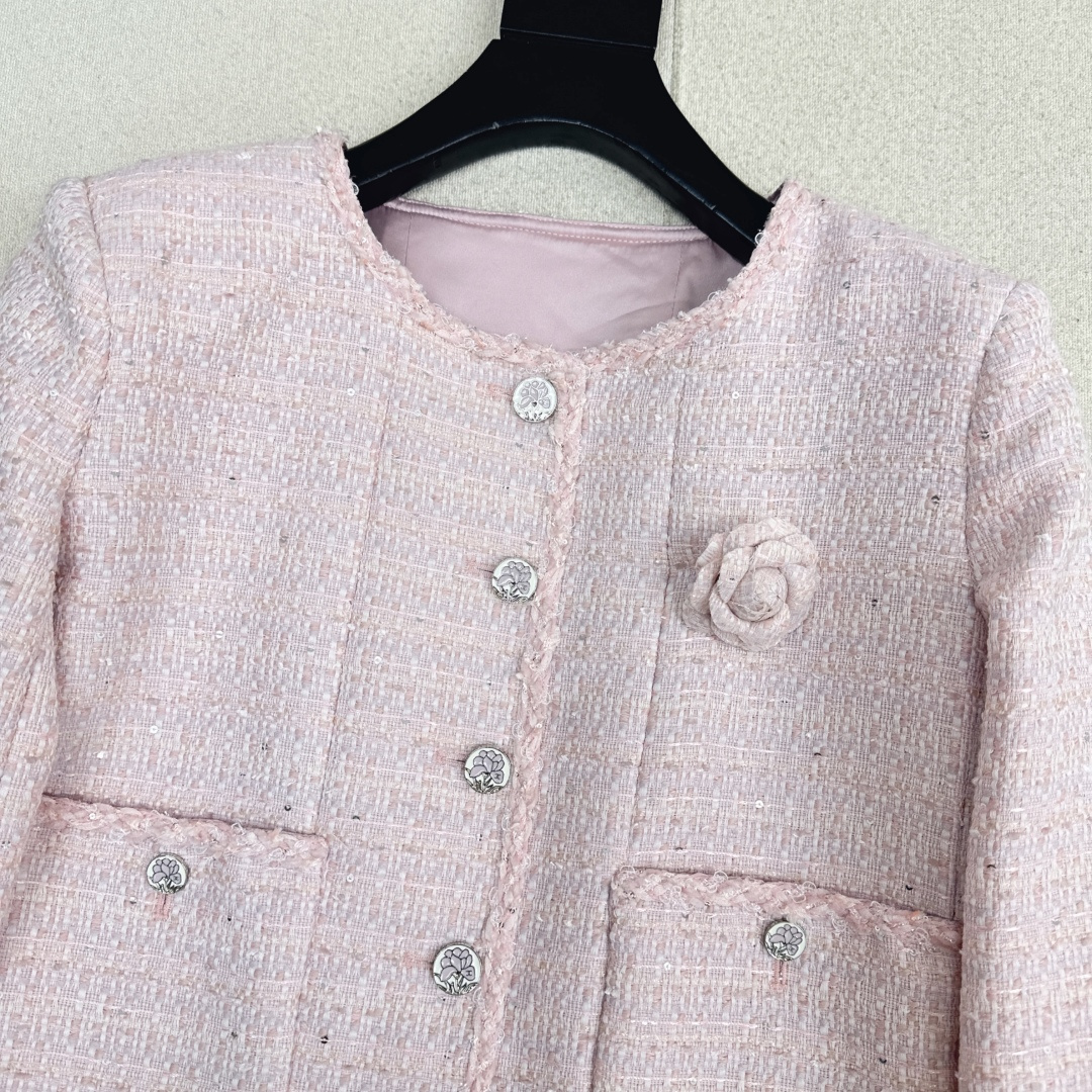 [TOP] CHANEL  Short Woven Jacket - Pink