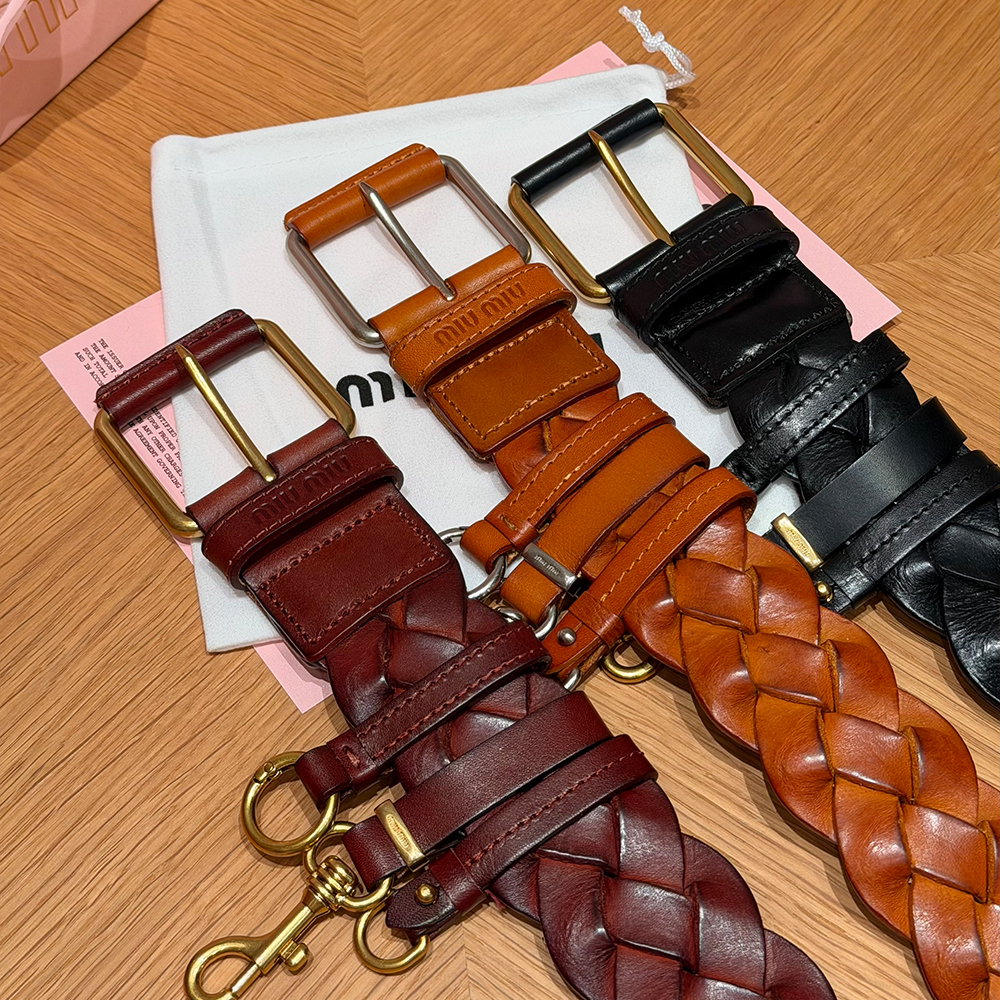 MiuMiu 50mm Cow Leather Woven Belt#389251
