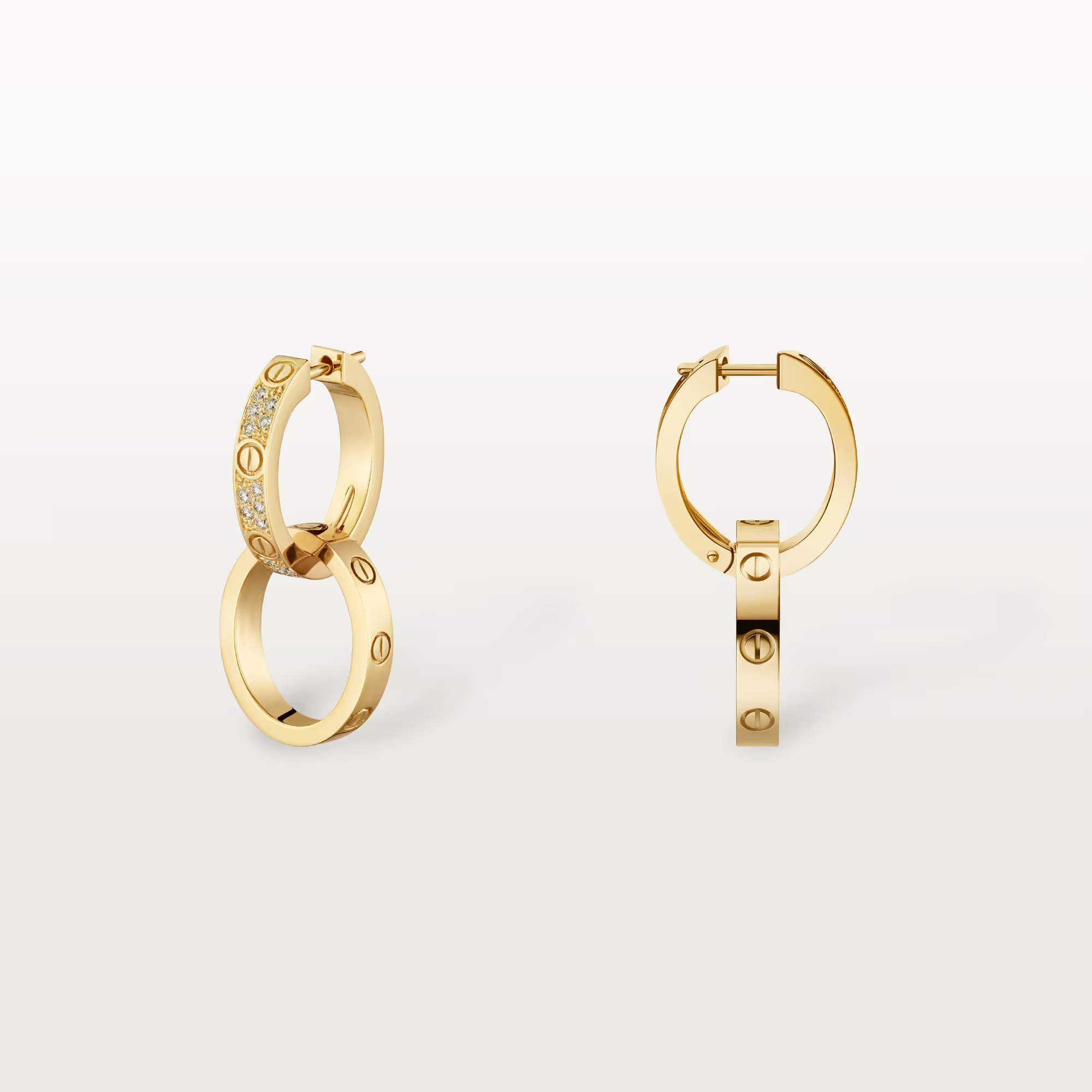Carty Love Luna Loop Earrings, Yellow Gold, Multiwear Half-Paved