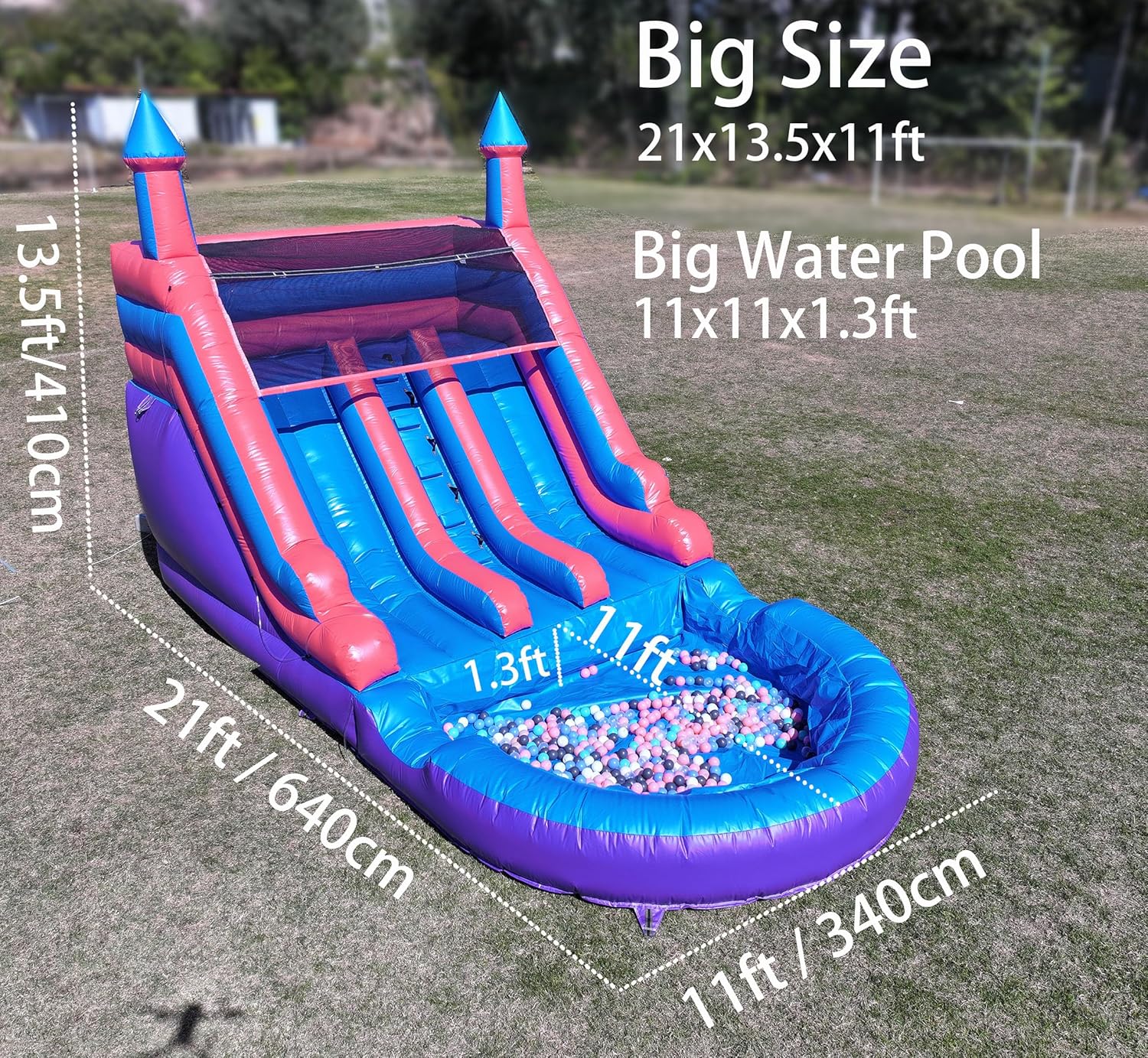 21FT(L) Commercial Grade Water Slide for Kids Adults, (Double Slide) (Heavy Duty Full PVC) (Big Airtight Splash Water Pool), 1100w Blower, Inflatable Waterslide for Backyard, Outdoor Park, 21x11x12ft