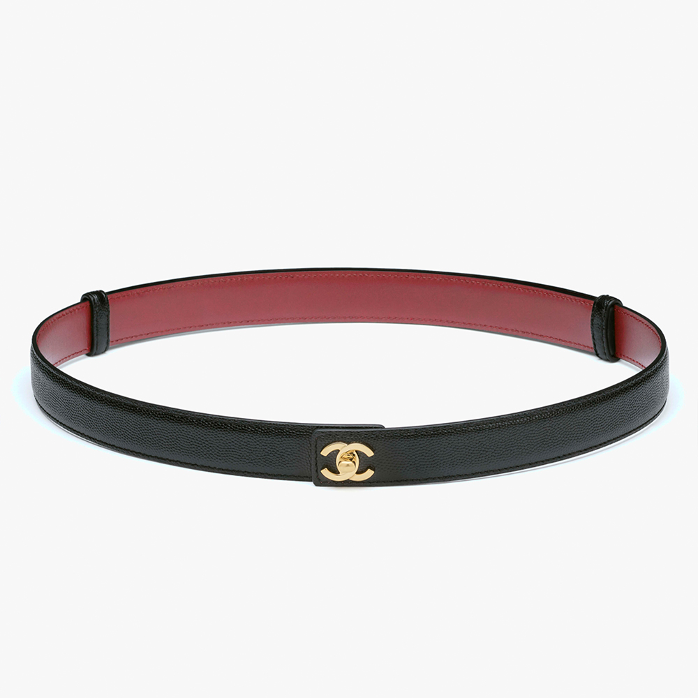 Chanel black Belt CHANEL Leather Belt Calfskin Metal Black Gold #393444 View 2 | Nigo Office