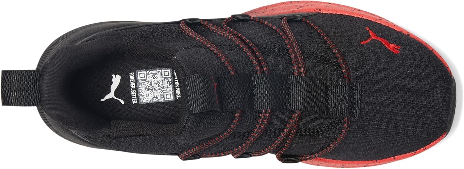 Puma Unisex-Child Softride One4All Slip On Shoes, Black-for All Time Red AH25, Big Kid 4.5