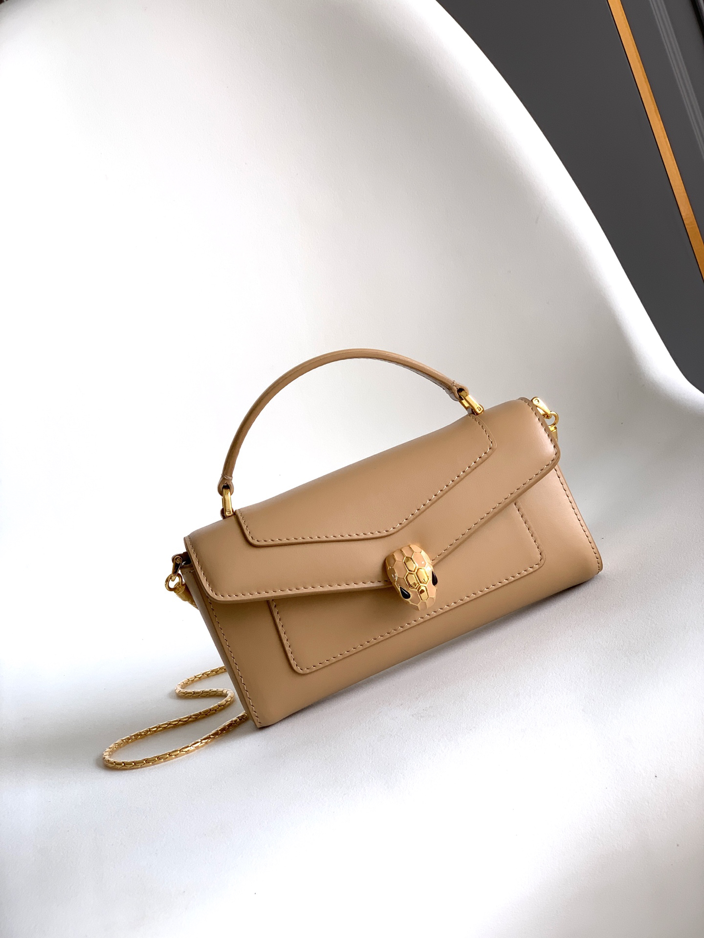 [TOP] BVLGARI Sernti Forever Bag Calfskin 19x10x3.5cm - Khaki - 711 Luxury