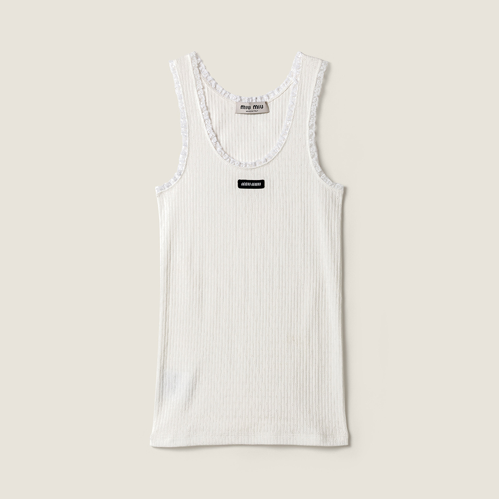 Designer white Clothing MiuMiu White Cotton Top #390457 | Nigo Office