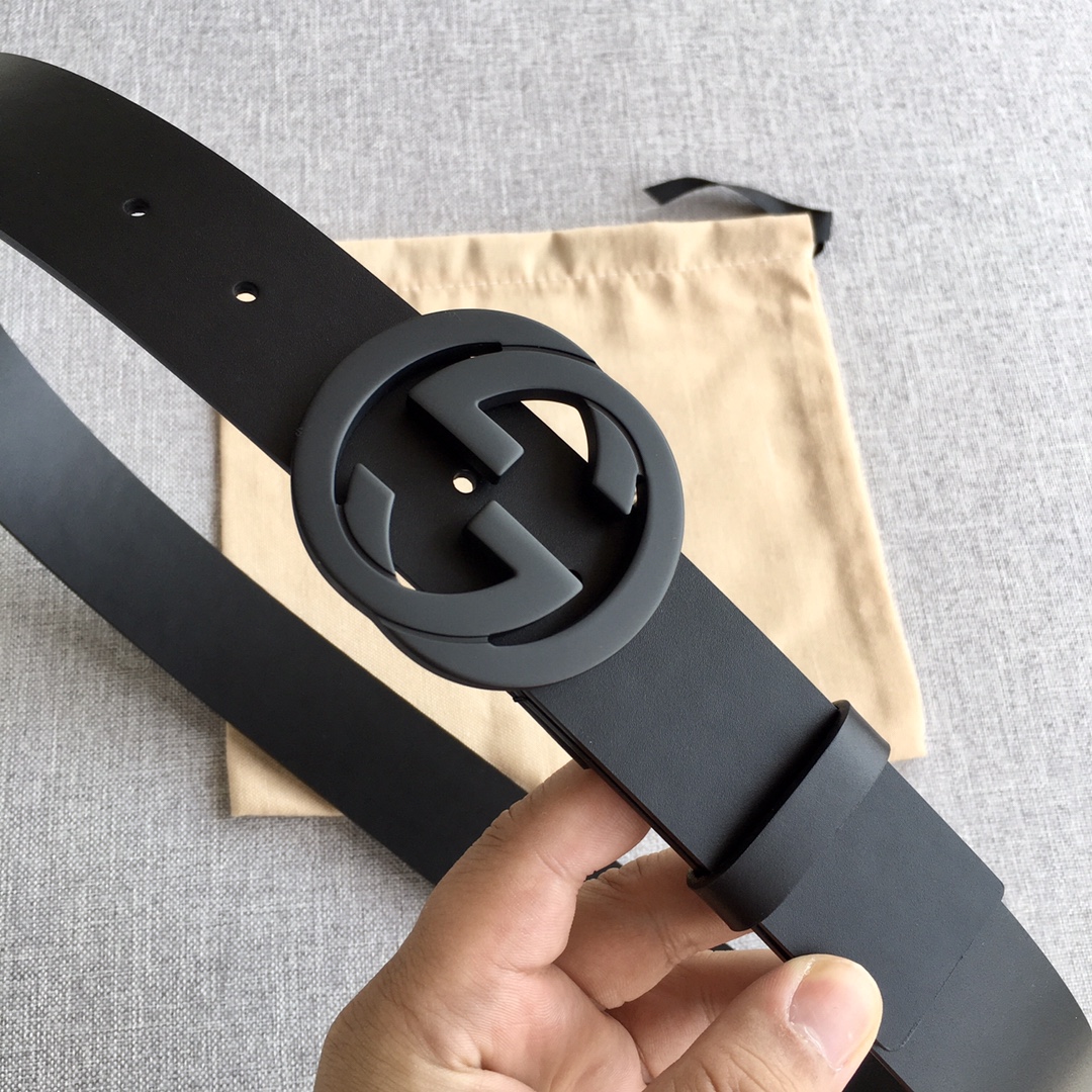 [TOP] GUCCI GG Belt 3.8cm - Black - 711 Luxury