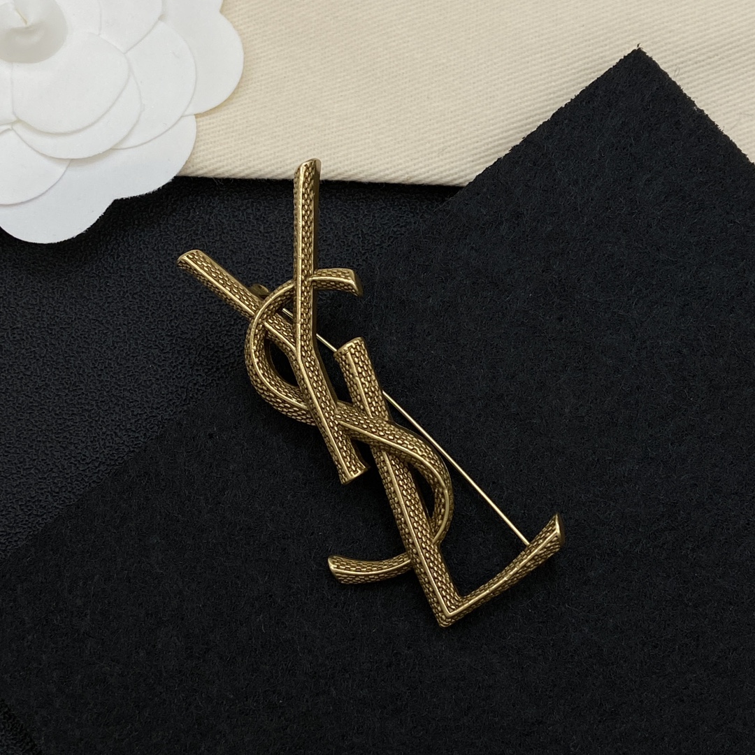 [TOP] Yves Saint Laurent YSL Brooch  - Gold