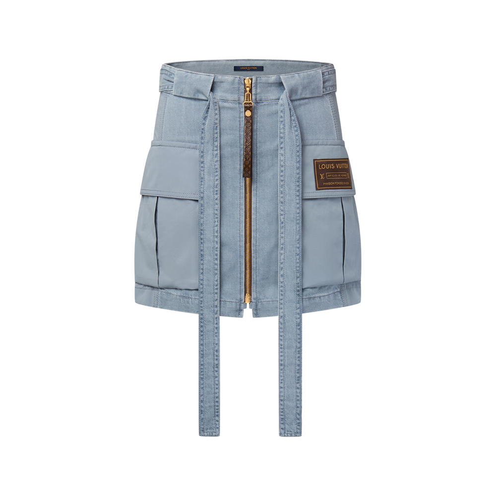 LOUIS VUITTON Utility Pocket Washed Denim Skirt #389676