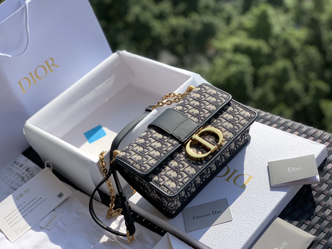 [TOP] Christian Dior Montaigne Bag with Chain 25x16.5x8cm - Navy Blue