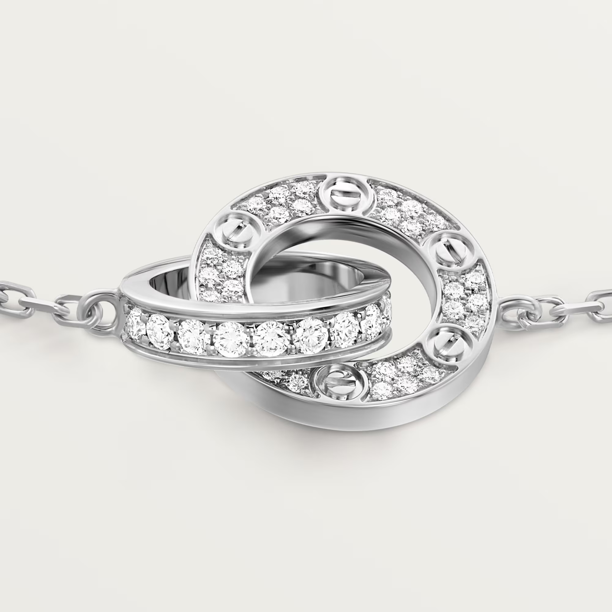 Carty Love Luna Loop Bracelet, White Gold, Paved