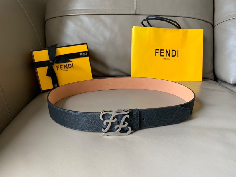 [TOP] FENDI Men's Belt Cowhide 4cm - Black and Pink - 711 Luxury