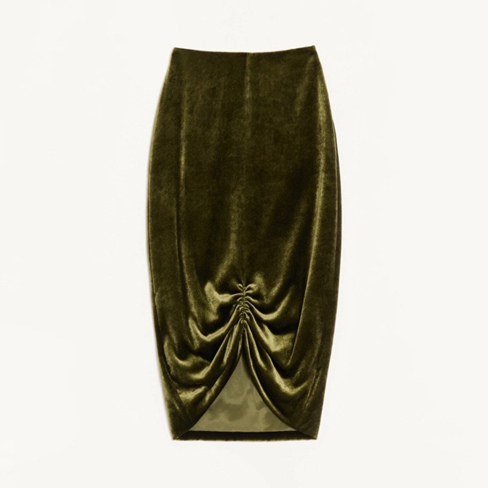 Valentino Velvet Black Emerald Pleated Skirt #379281