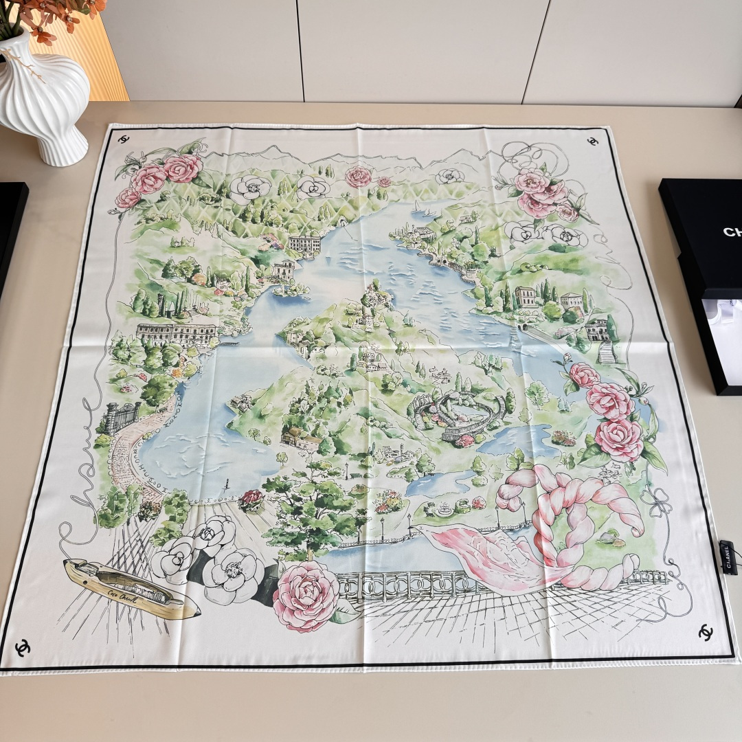 [TOP] Chanel Silk Scarf 90x90cm - 3 Colors