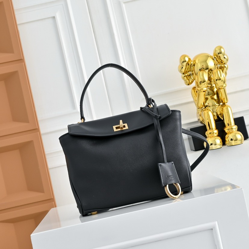 [TOP] BALENCIAGA Rodeo Bag 22.8x9.9x8.3cm - Black & GHW - 711 Luxury