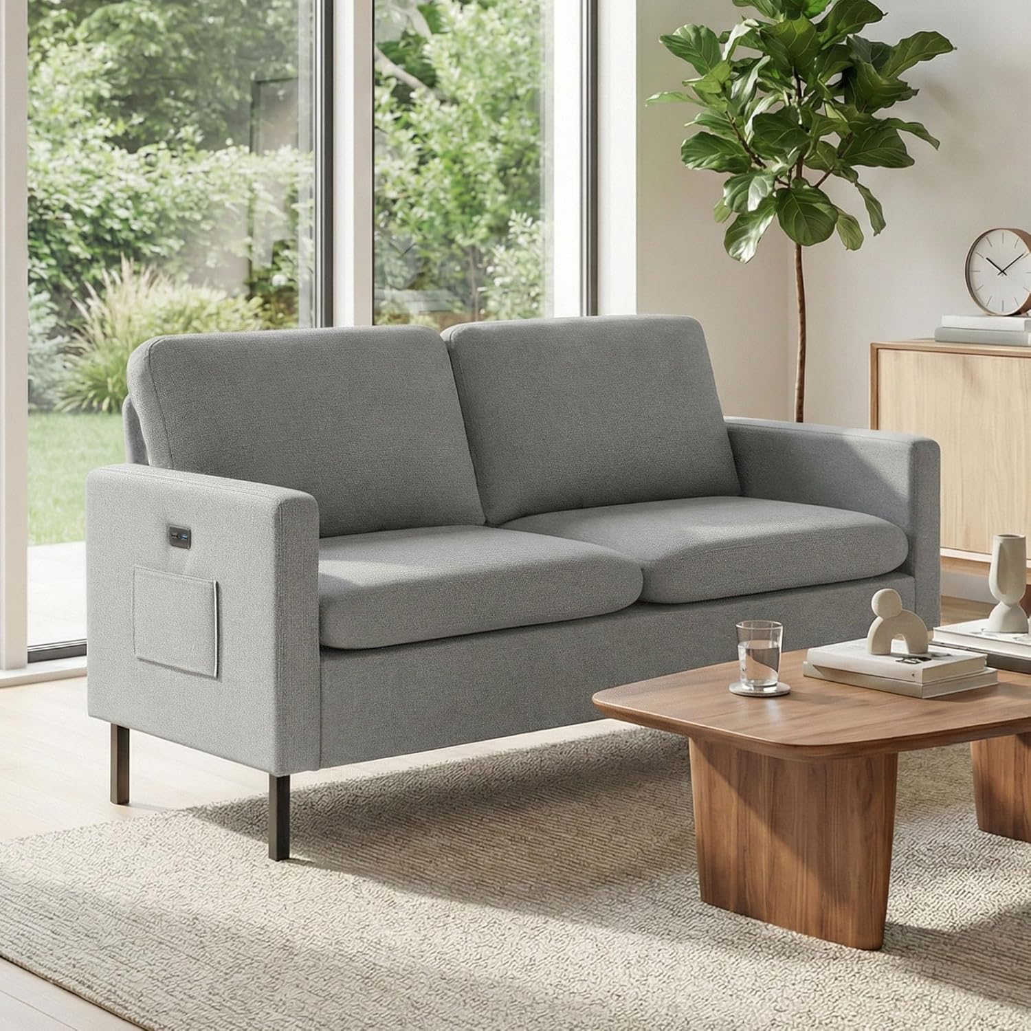 GRAVFORCE Sofa Two Seater Modern Comfy Sofa Couch Loveseat Small Sofas for Living Room Office Apartment Dark Gray