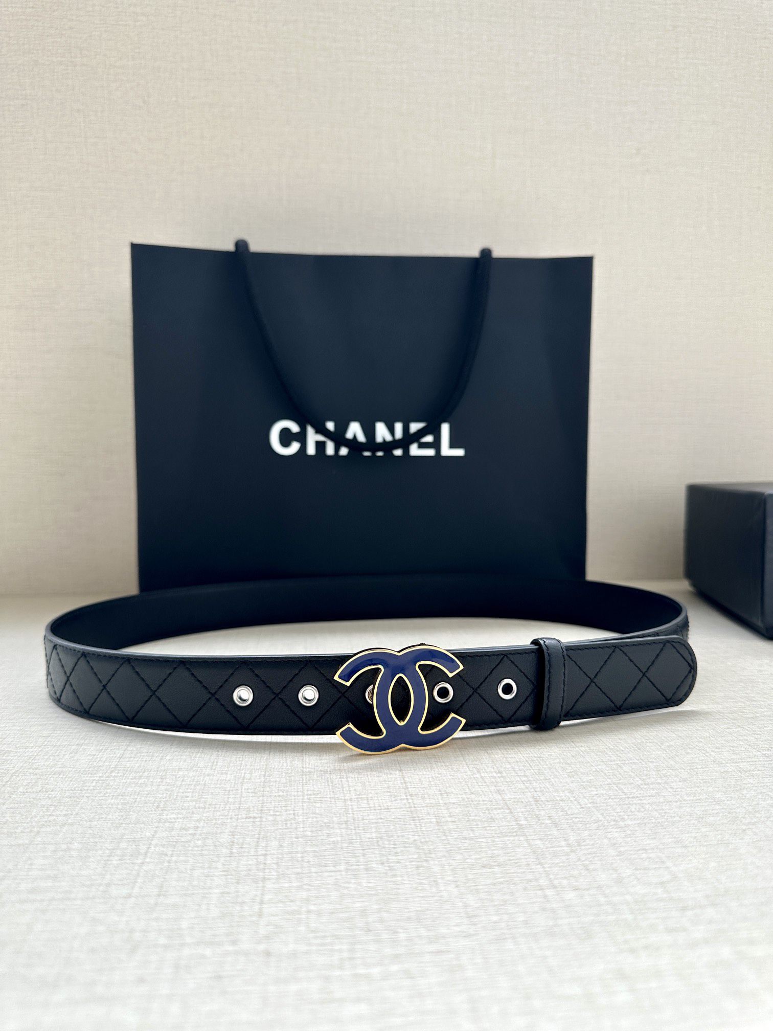 [TOP] CHANEL Cowhide Belt 3 cm - Black - 711 Luxury