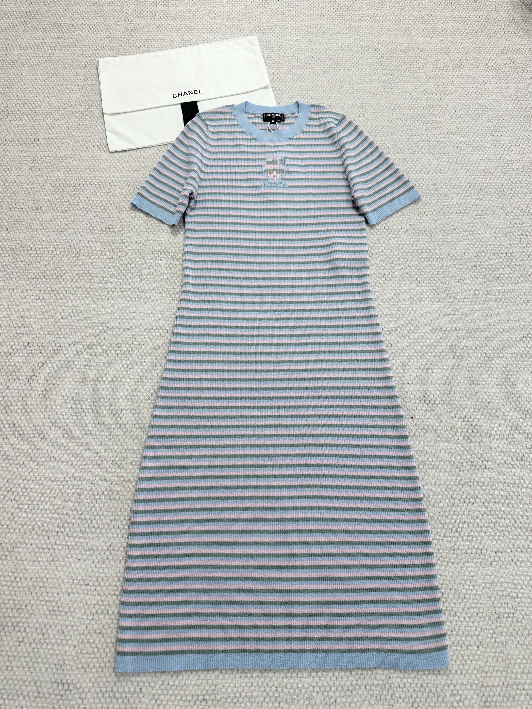 Chanel Top-Quality Version Striped Knitted Dress #381830