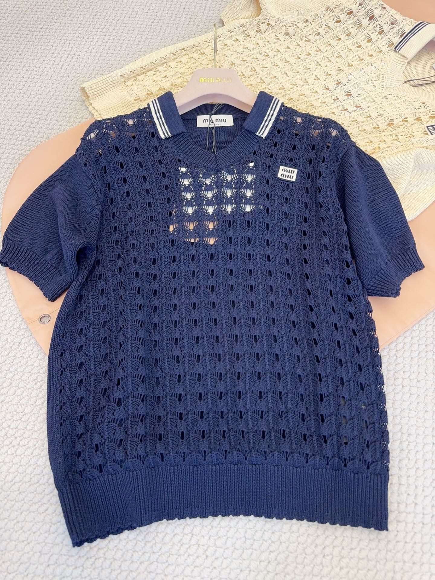 MiuMiu Navy Cotton Polo Shirt #382341