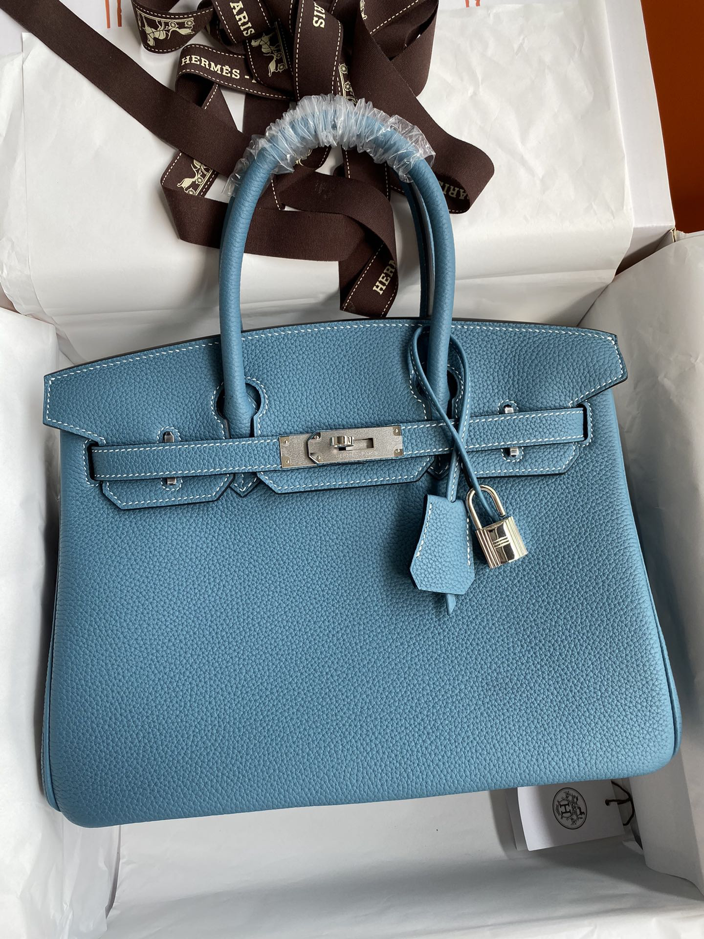 [TOP] HERMES Birkin Togo Leather 30cm - Bleu Jean & SHW - 711 Luxury