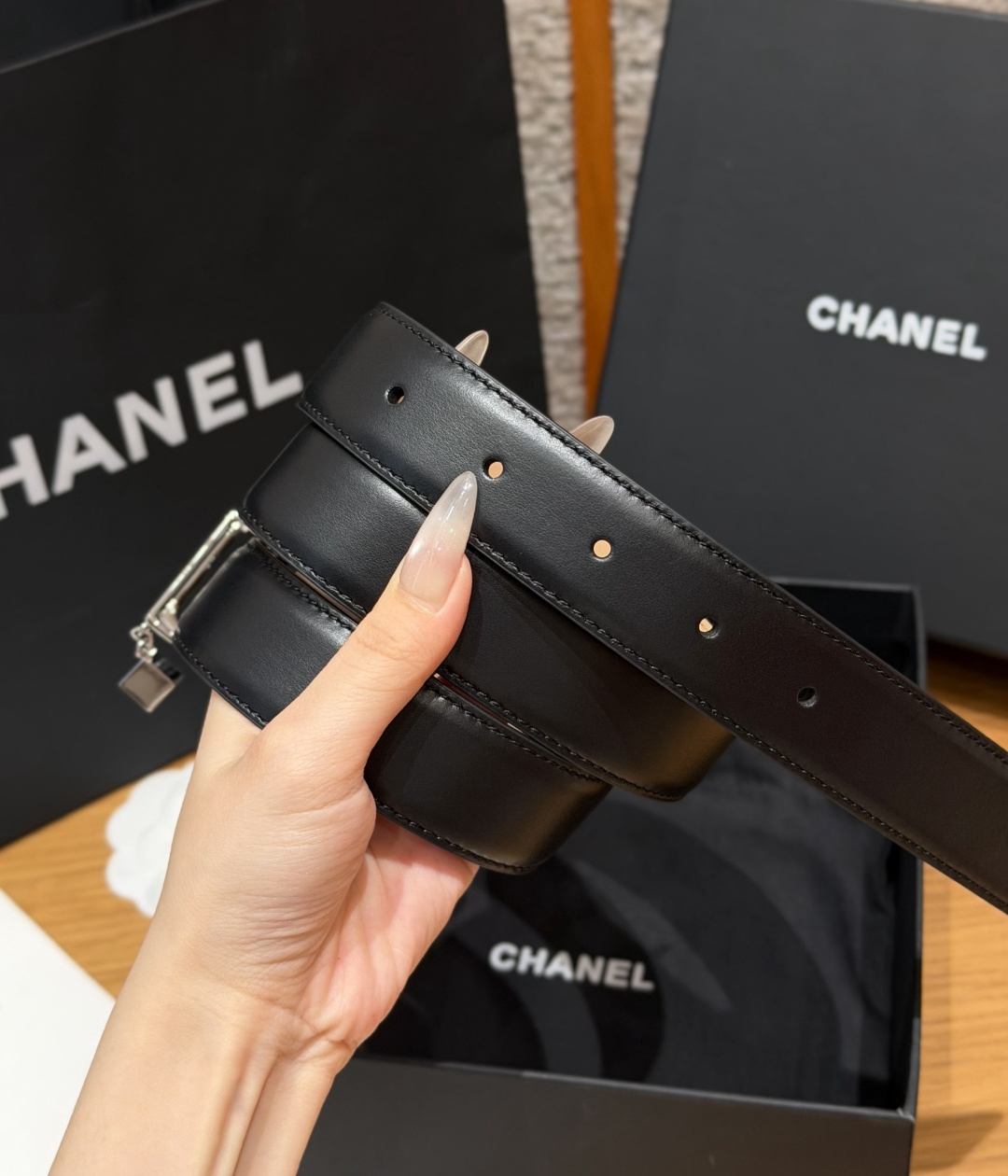 [TOP] CHANEL Cowhide Belt 3 cm - Black - 711 Luxury