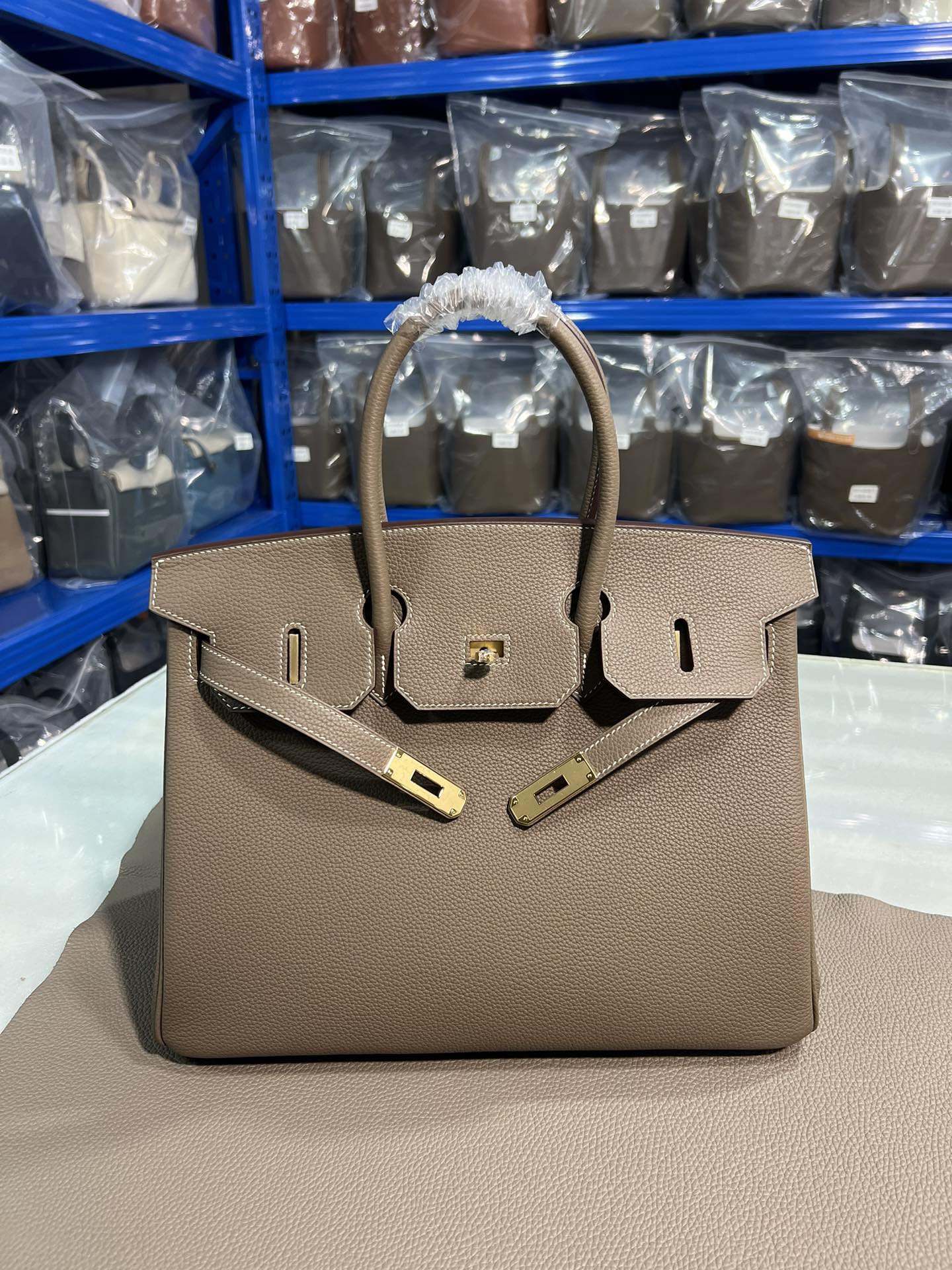 [TOP] HERMES Birkin Togo Leather 35cm - Etoupe & GHW