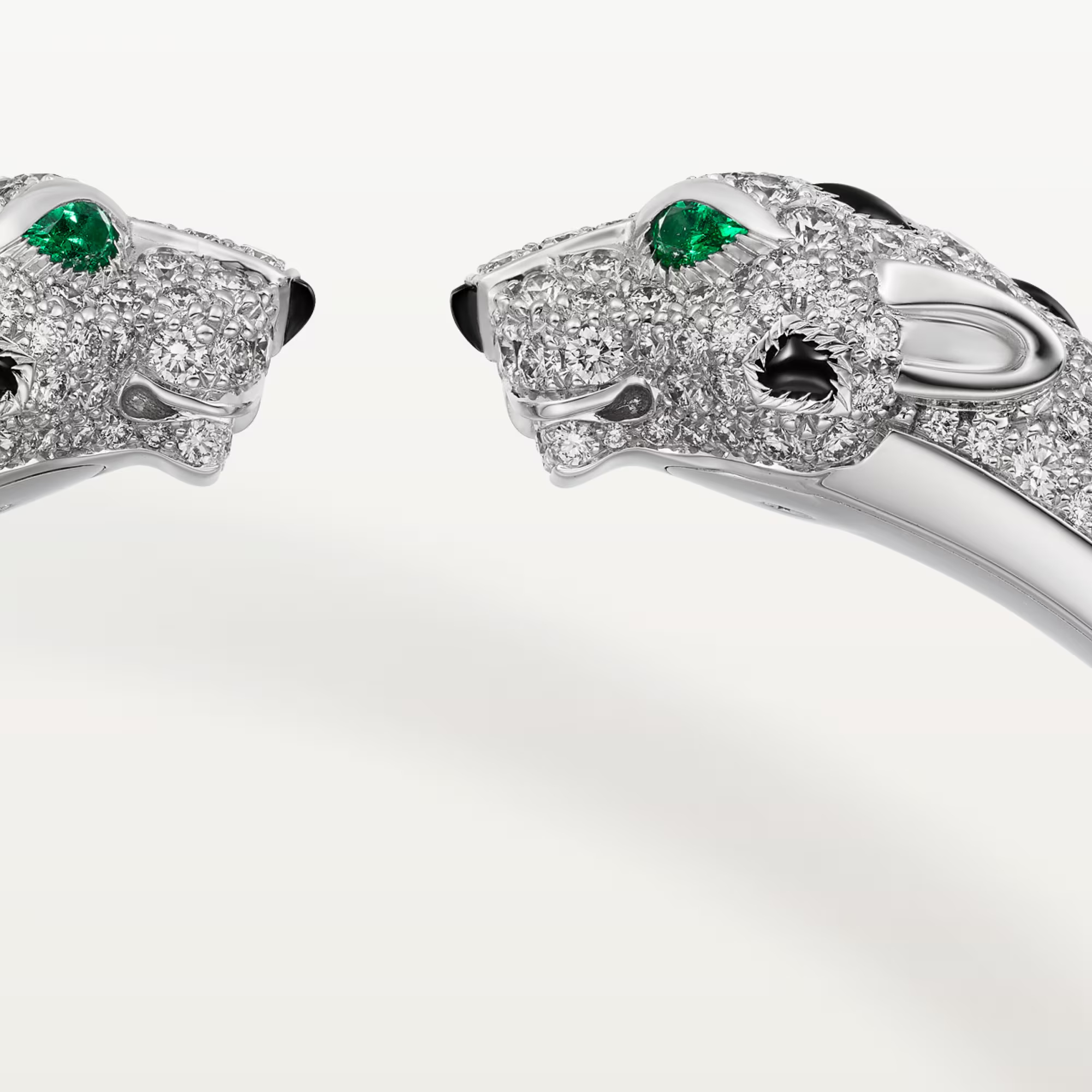 Carty Panther Motif Bracelet, White Gold, Double Head Paved